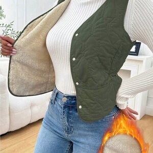 Women's Olive Green Quilted Vest